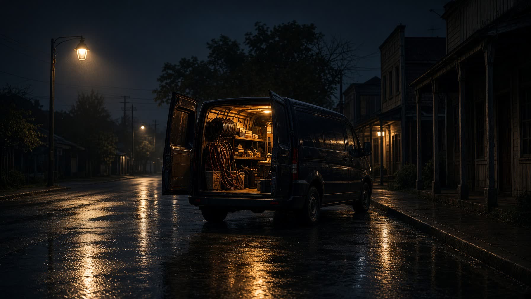 Work van at night